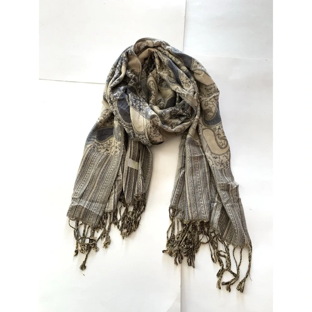 Paisley Pashmina Scarf Women Multicolor Woven Fringe Shawl Colorful Cozy 68